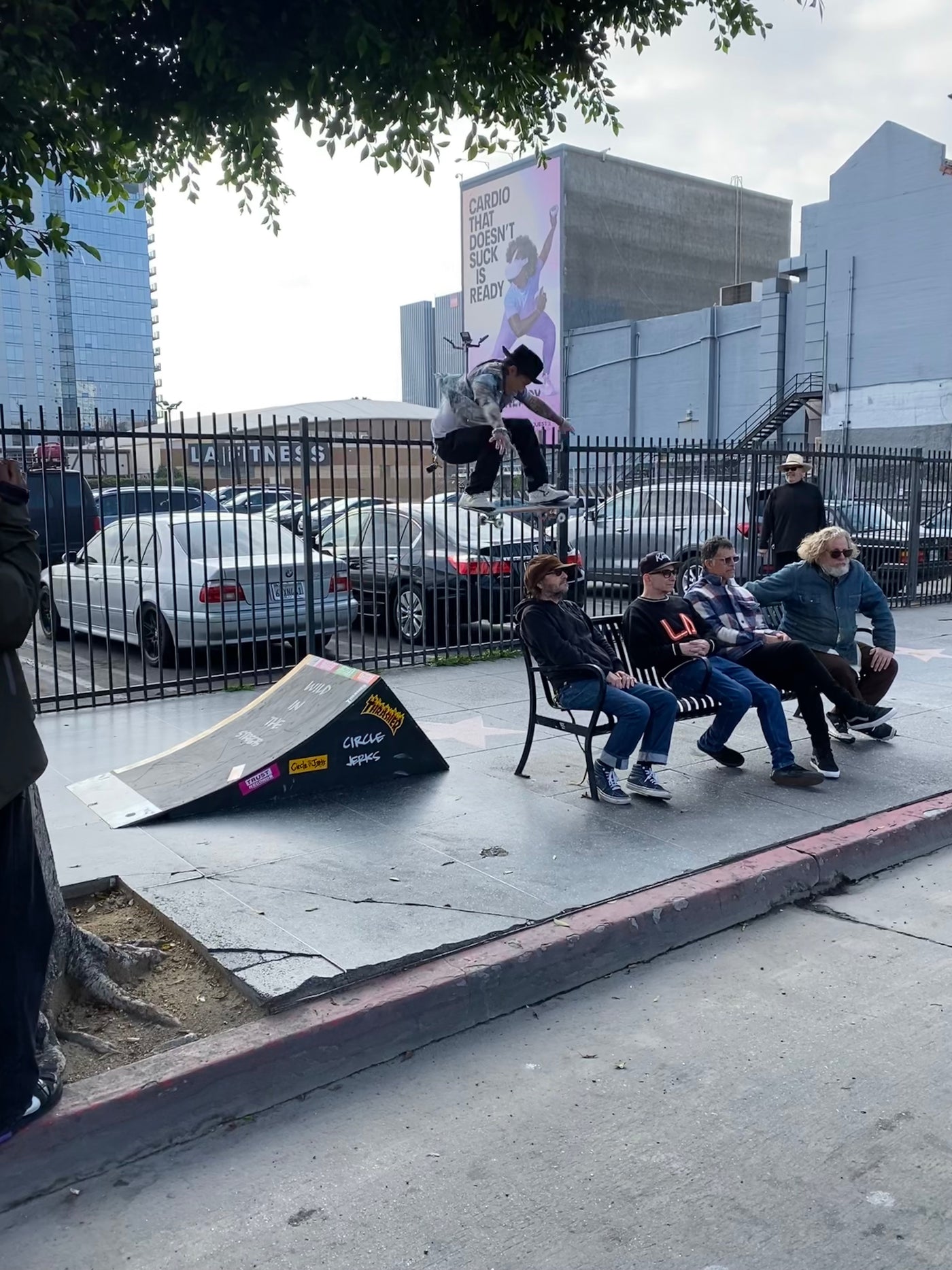 Rowan Zorilla Ollies over a car for the Circle Jerks video shoot